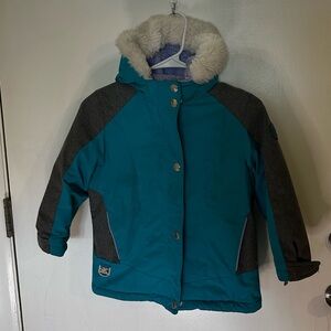 Kids Jacket with Faux Fur Hood